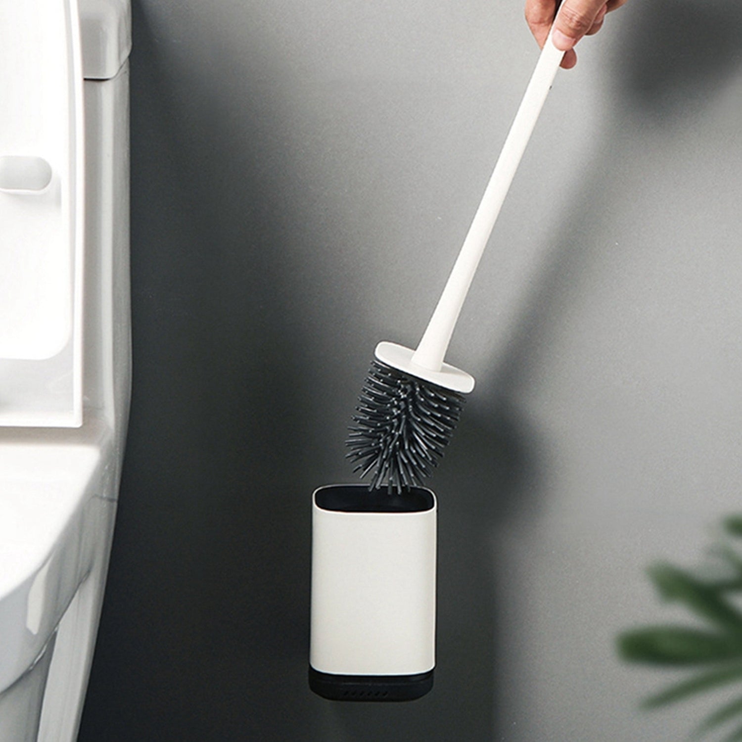 7601 Silicone Toilet Brush with Holder Stand , Brush for Bathroom Cleaning, Cleaning Silicone Brush and Holder DeoDap 7601 Silicone Toilet Brush with Holder Stand , Brush for Bathroom Cleaning, Cleaning Silicone Brush and Holder DeoDap